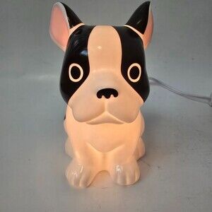 French Bulldog Black & White Ceramic Night Light Lamp